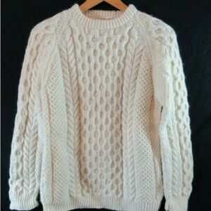 Vintage Kauri Kraft Hand Knit Wool Ivory New Zealand Fisherman’s Sweater.